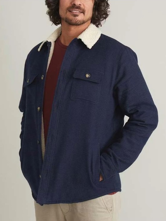 Marine Layer Other - Marine Layer Sherpa Lined Camping Shirt Jacket Size Large Navy Cotton Fleece